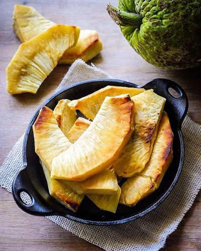 fried breadfruit on plate