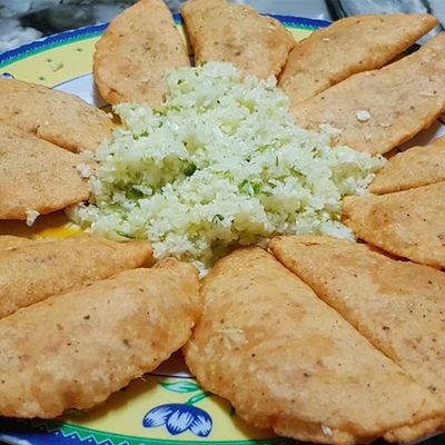 panades with cabbage on plate