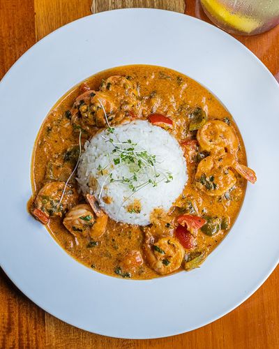 coconut shrimp in white dish