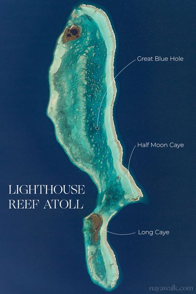 aerial map of lighthouse reef atoll