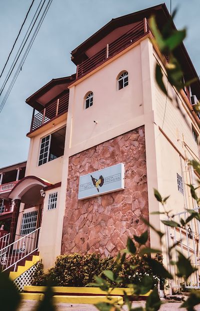 tall building with rooftop deck